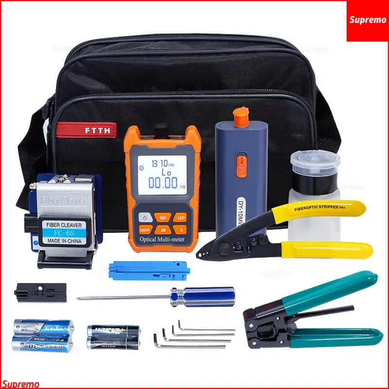 New 19pcs/set Mini FTTH Fiber Optic Tool Kit With Fiber Cleaver -70~+10dBm Optical Power Meter Visual Fault Locator 10mw Toolkit