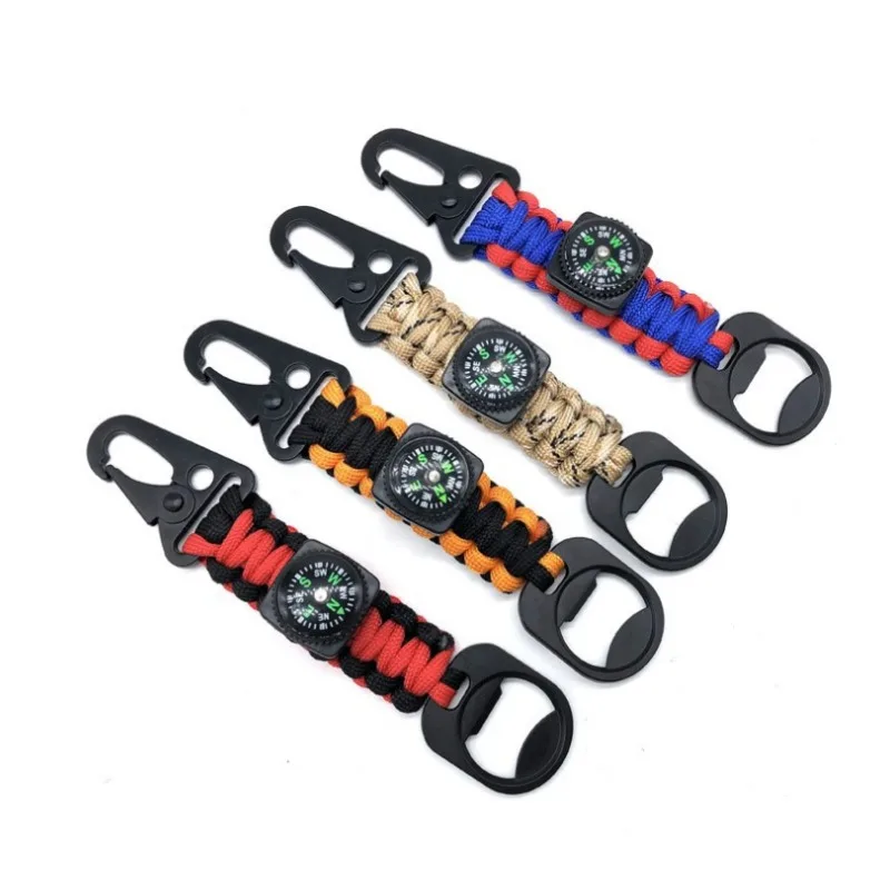 

7-Core Multifunctional Parachute Rope Eagle Beak Keychain with Bottle Opener Compass Outdoor Camping Adventure Survival Tools