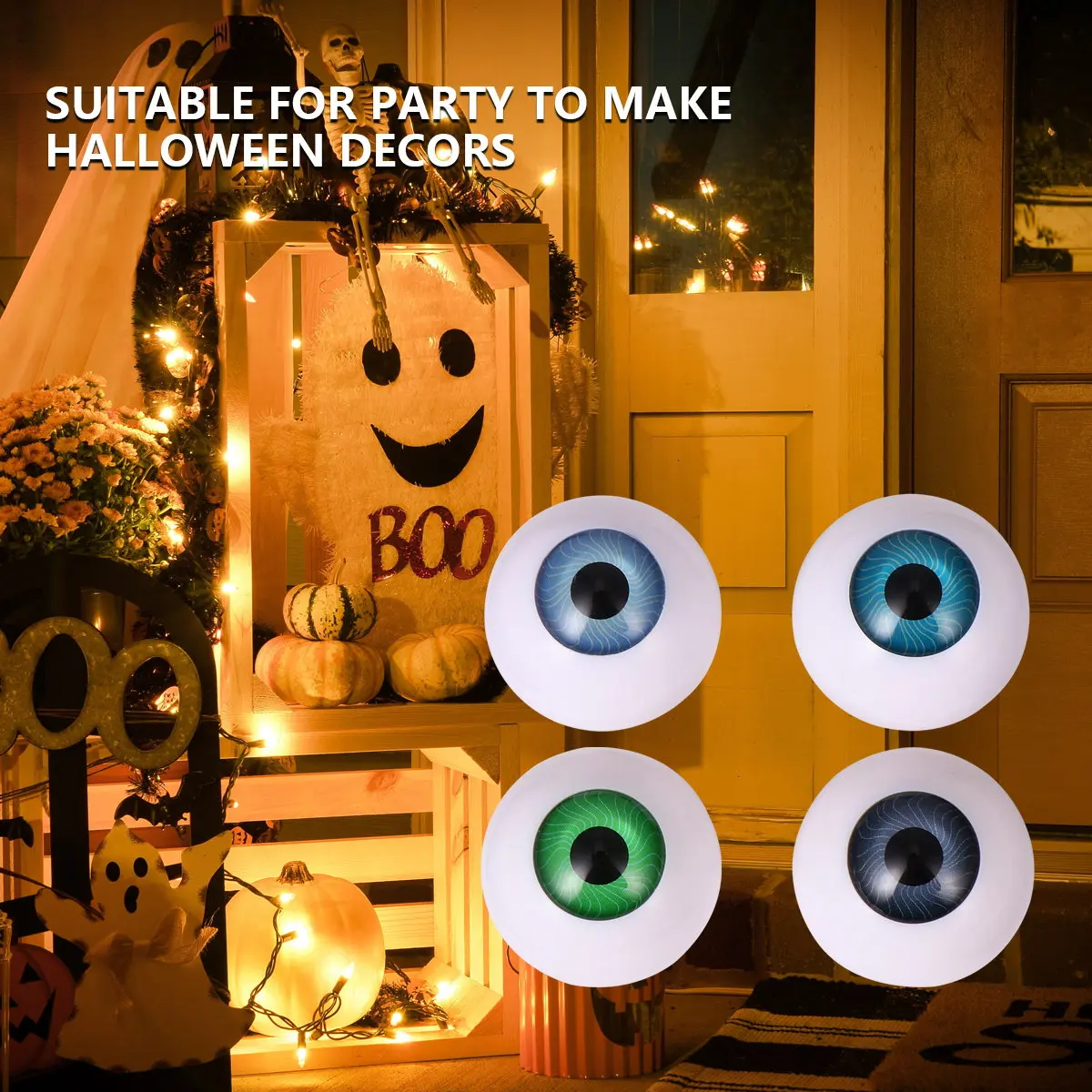 

4Pairs Halloween Emulation Eyes Premium Acrylic Round Emulation Eyes for Party Decorations Clay Crochet Crafts
