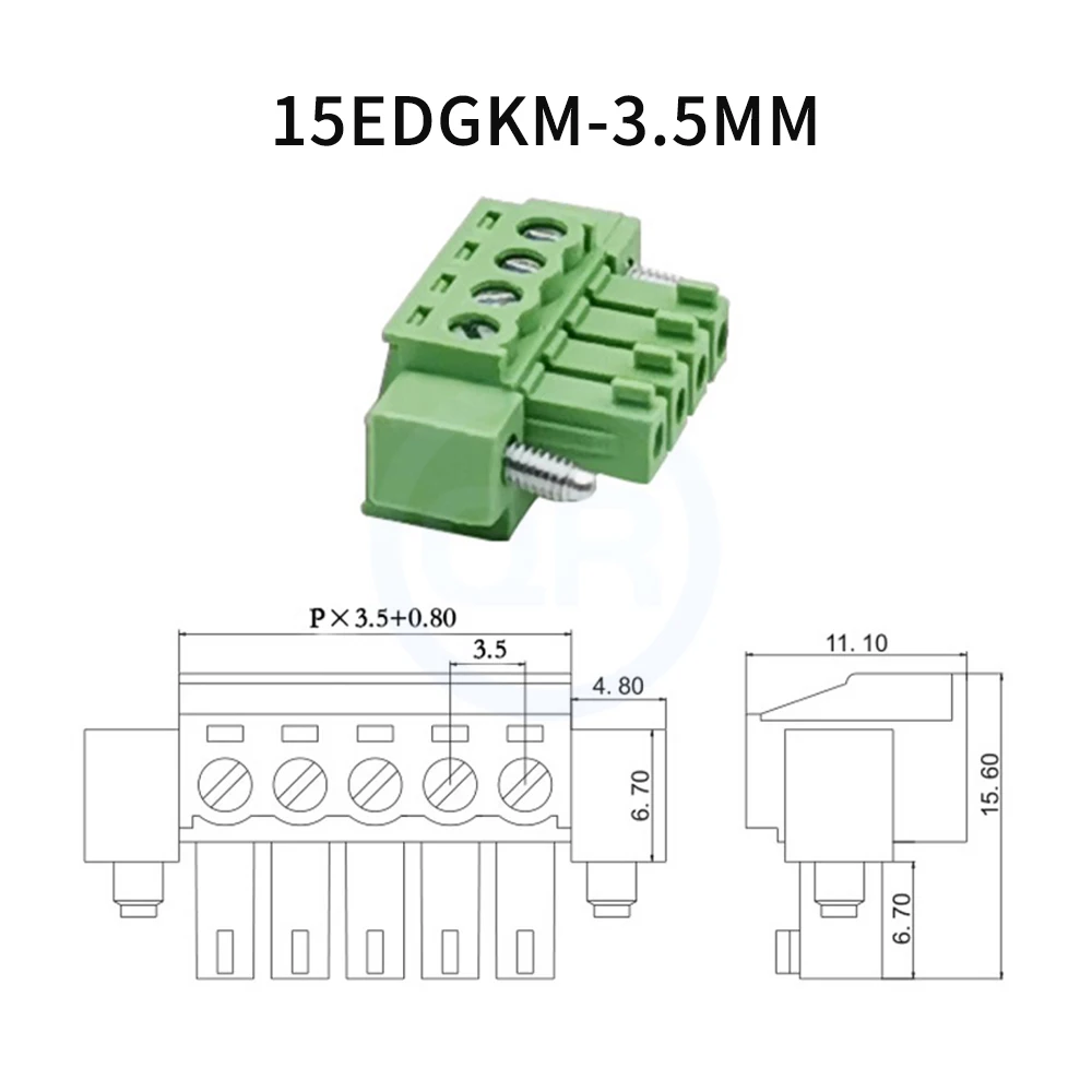 (5 Sets)KF 15EDGRKP 3.5mm Solderless Plug-In Terminal Block 2EDGRKP + 2EDGKM 3.5 with Ear Flange Male and Female Sleeves 2-24Pin