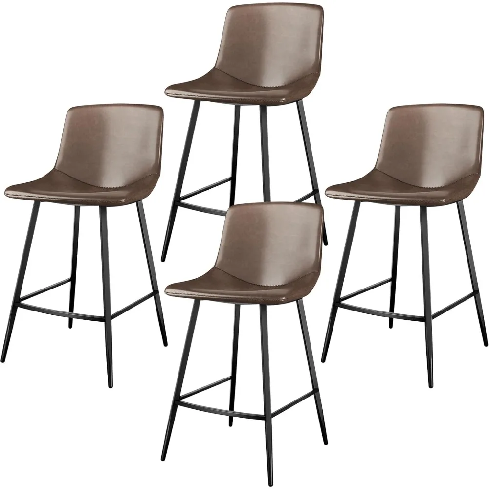 5Rcom 600 lbs Counter Height Bar Stools Set of 4, 24 Inch Faux Leather Barstools with Back, Bar Chairs with Metal Legs