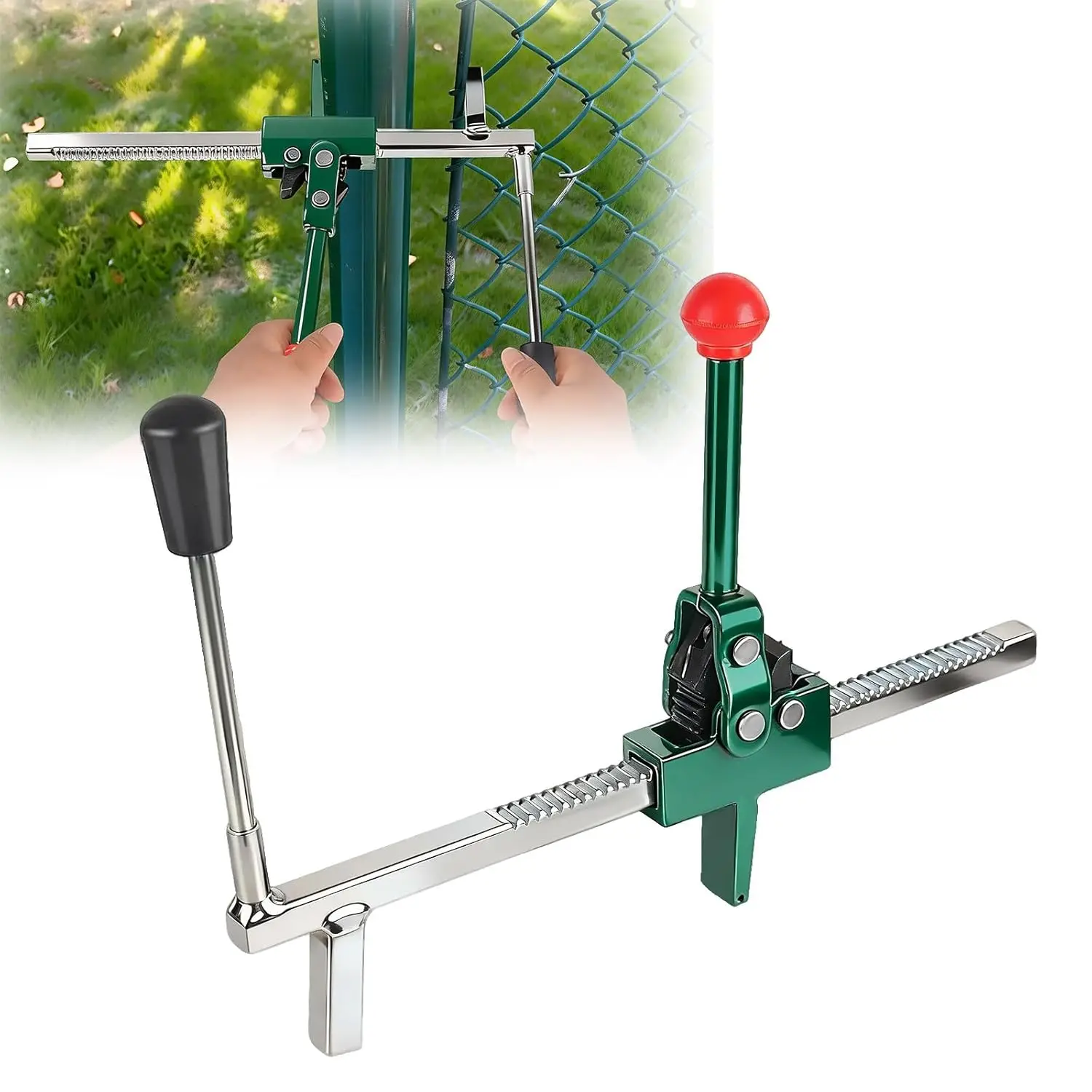 Chain Link Fence Stretcher Tool Heavy Duty Fence Puller Stretcher Barb Wire Tightener for Woven Wire Fence Extended Base Design
