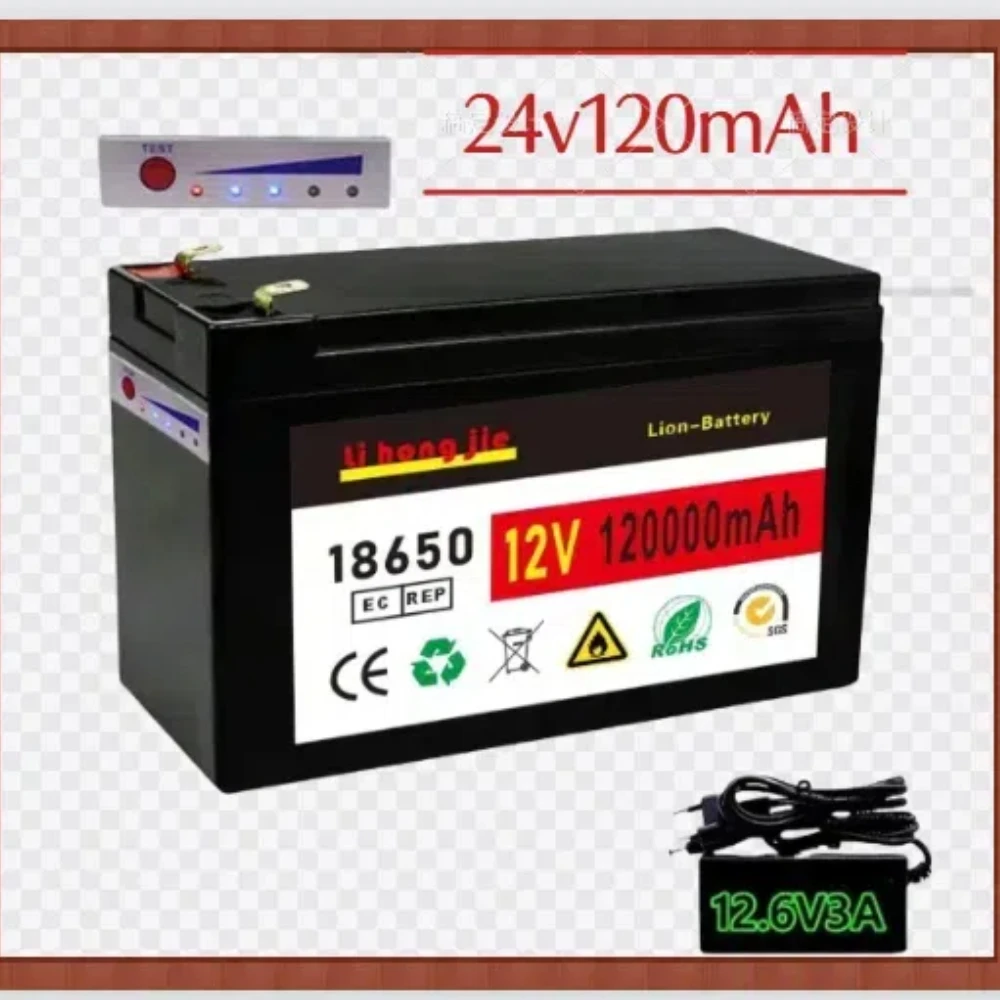 

100%24V 65Ah 100Ah 120Ah LiFePo4 Lithium Battery 18650 bms Electric Vehicle Lithium Battery Pack Built-in BMS 30A High Current
