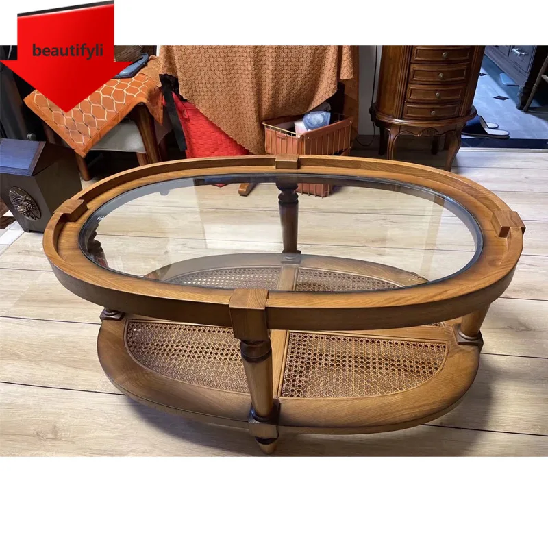 

A38 Американский Ретро Стеклянный Маленький Столик Круглый Журнальный Столик Маленькая Квартира Гостиная Диван Приставной Столик