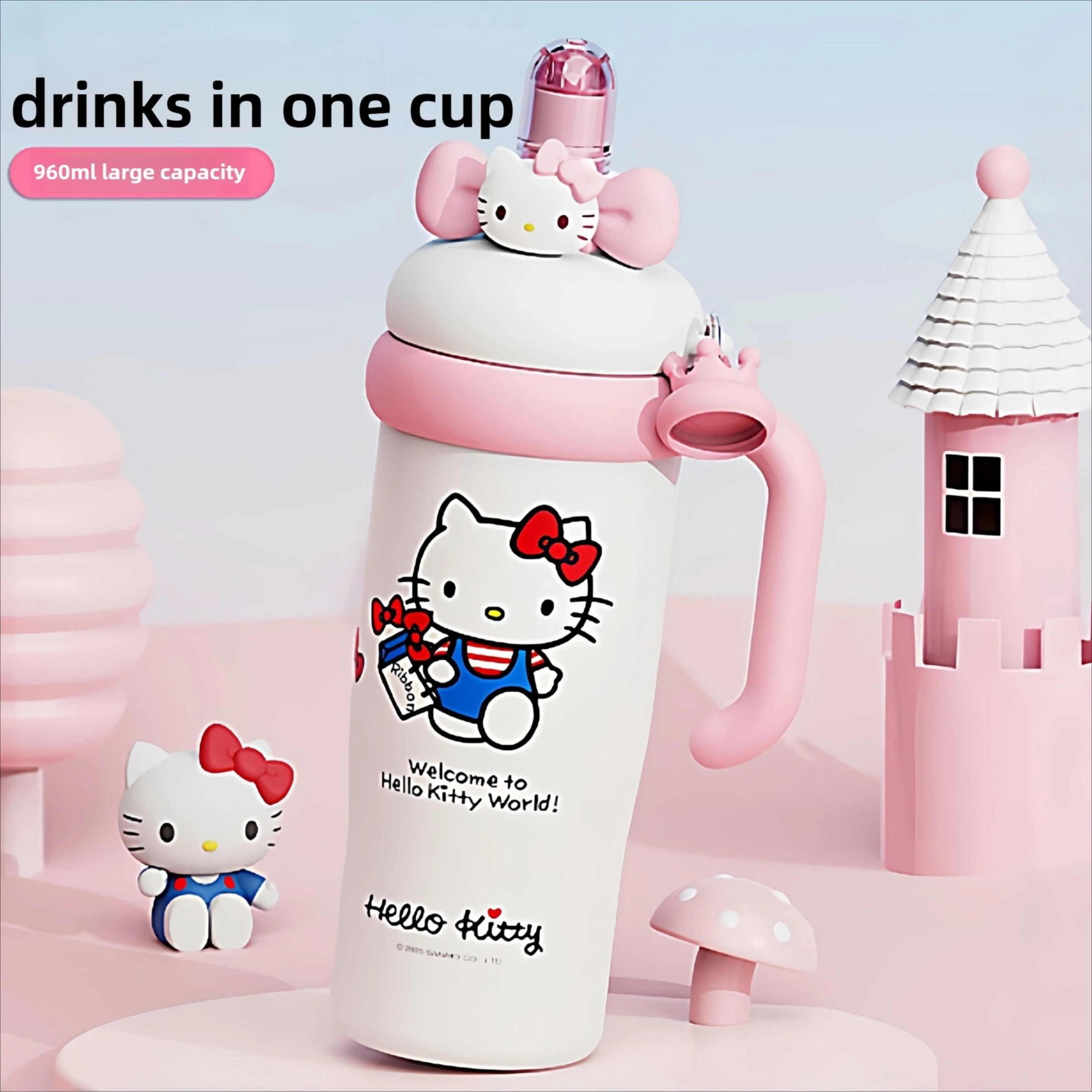 

Sanrio Hello Kitty, женская изолированная чашка, новинка 2025, высокий уровень внешнего вида, большая емкость, чашка для льда, офисный подарок
