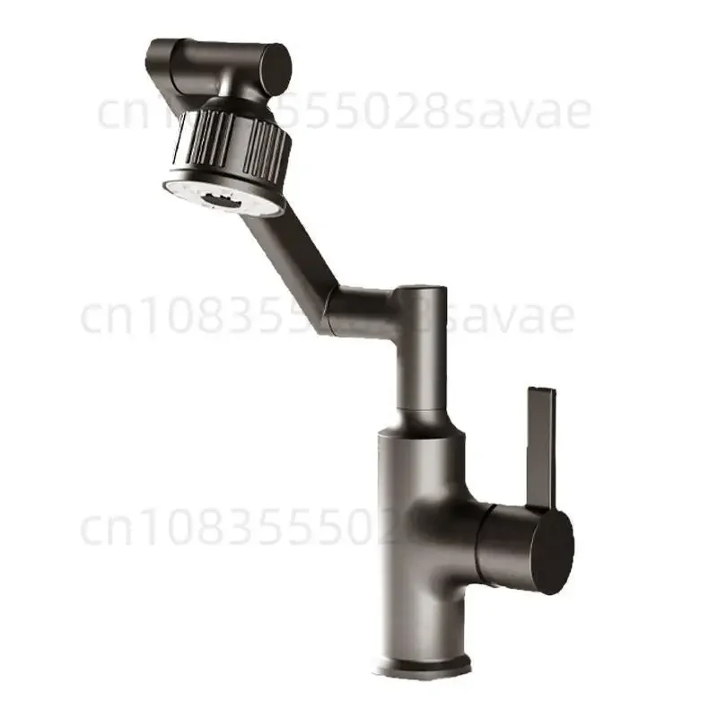 

Mechanical Arm Universal Rotary Faucet Gun Gray All Copper Multifunctional Basin