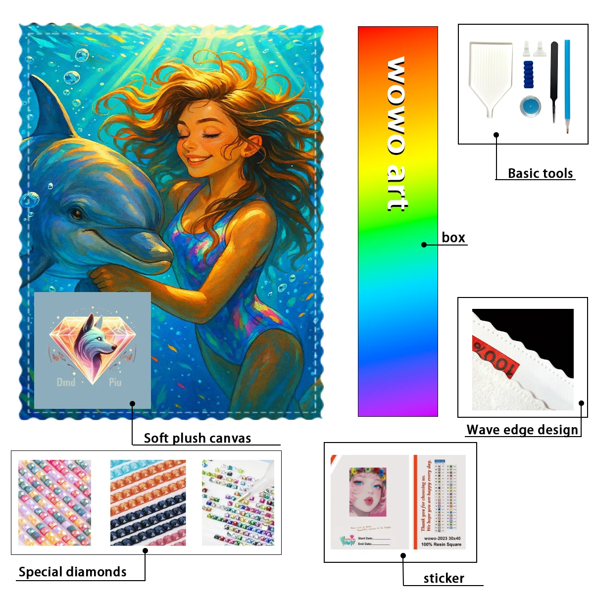 

【Piu Diamond Art】Nadando con delfines 100% resin FD+ab+cr Diamond Stamping Kit Perfect Masterpiece worth Buying