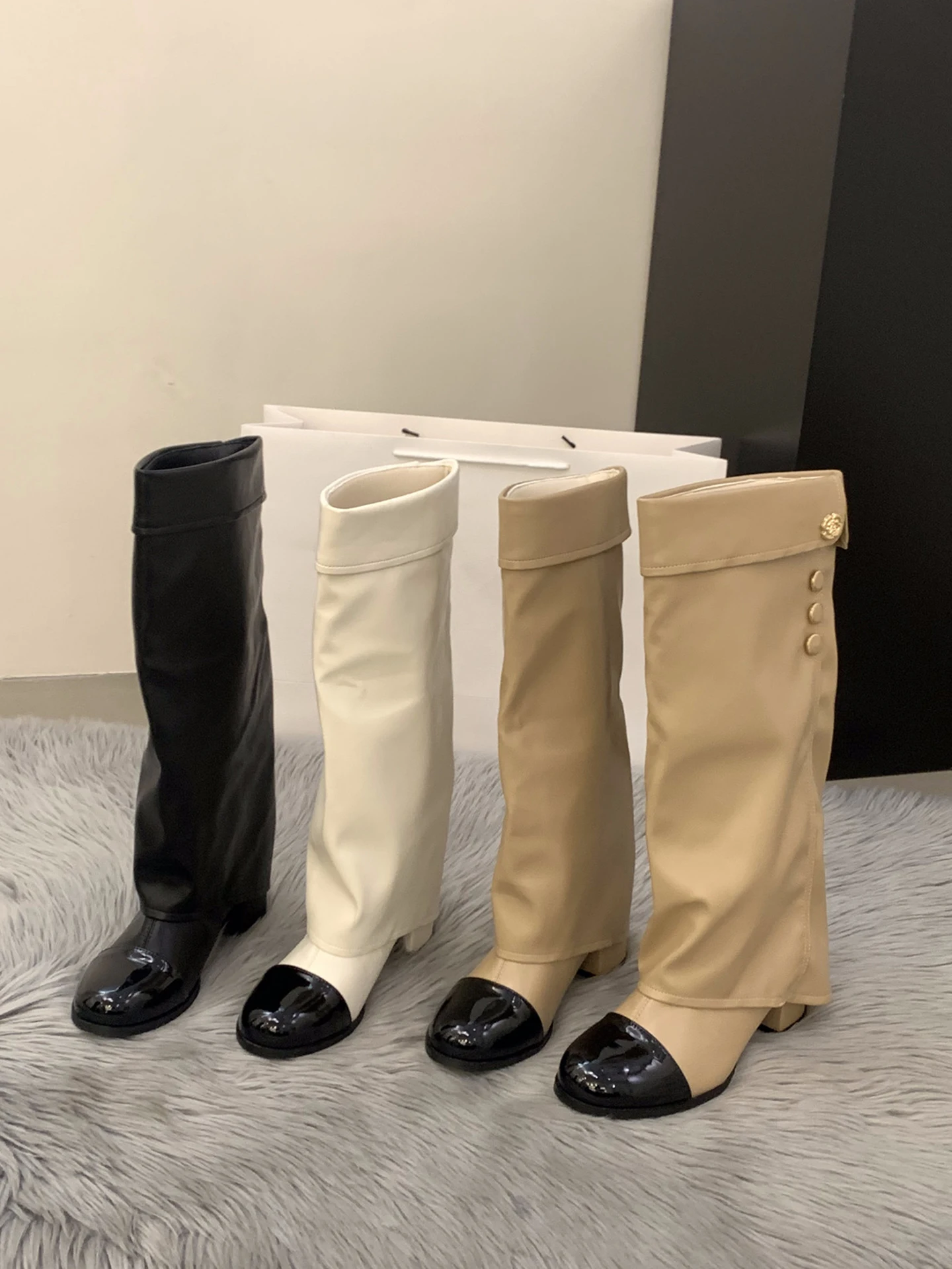 cookie-uncle's-elegant-high-heel-long-boots-women's-autumn-winter-cuffed-pants-boot-splicing-long-knight-boot-fashionable