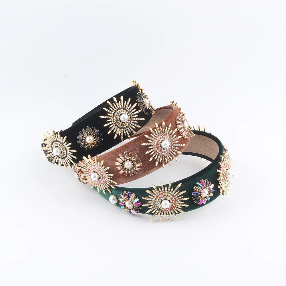 Band For Women Full Diamond Pearl Head Band Sponge High Skull Top Hair Accessory Tunning High-Top Shiny Hair Accessory 410