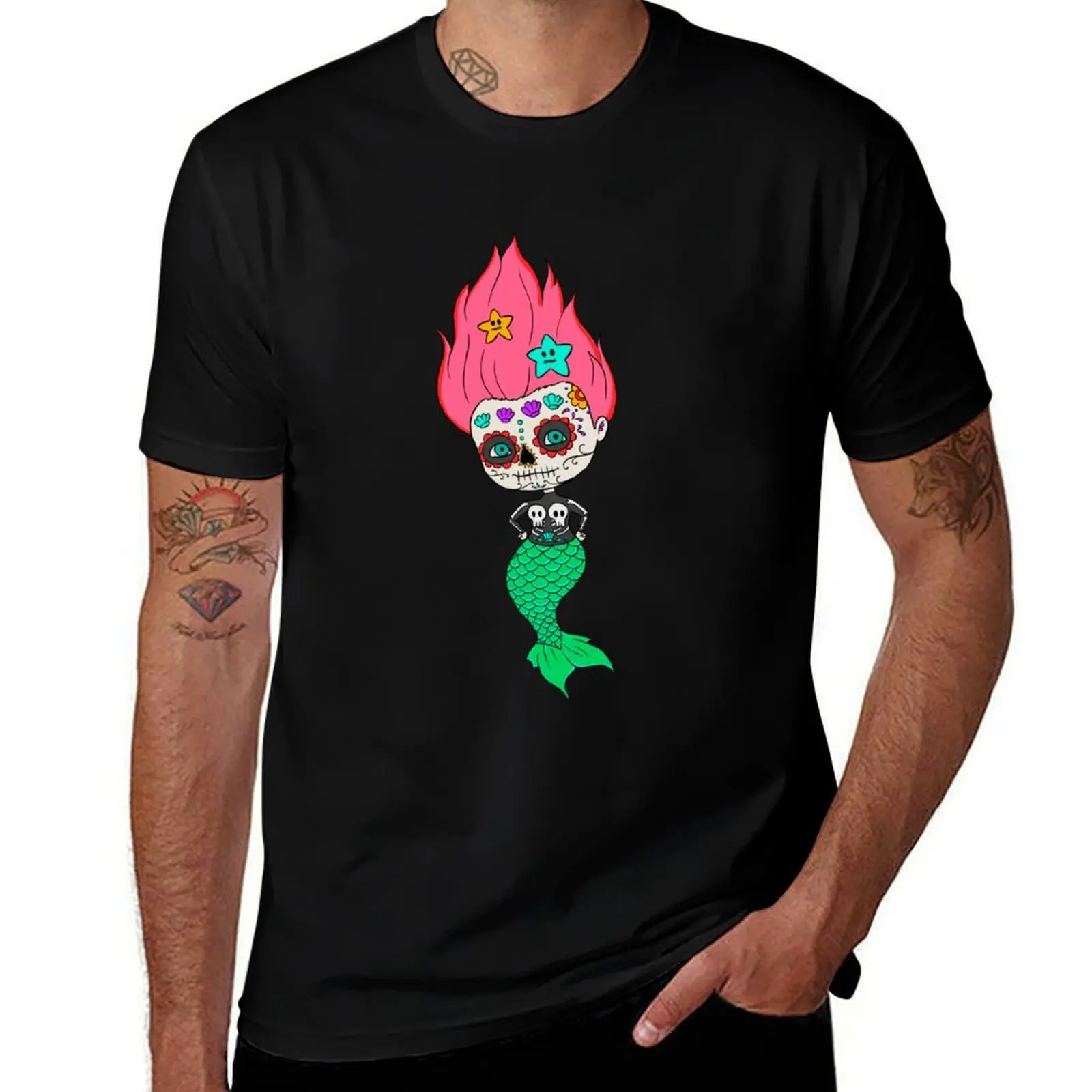 

Day Of Dead Mermaid Lover Mexican Mermaid Sugar Skull Gear T-Shirt t shirt man casual funny t shirts man T-shirt