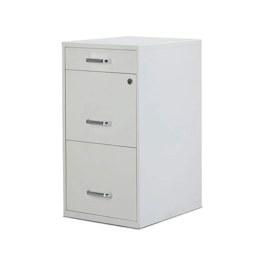 

3Drawer Vertical File Cabinet, Letter Size Documents, Lockable amp Mobile, 18.9 D x 14.3 W x 26.9 H, White