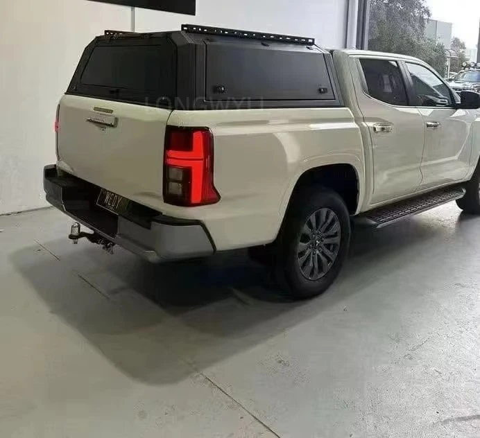 

Dual-Door Camper Shell with Ventilation for Triton L200 Aluminum Black Matte Truck Topper with roof rack