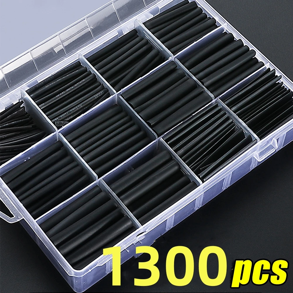 1300/127Pcs Heat Shrink Tube Sleeving Tubing Assortment Kit Electrical Connection Electrical Wire Wrap Cable Insulation Sleeved