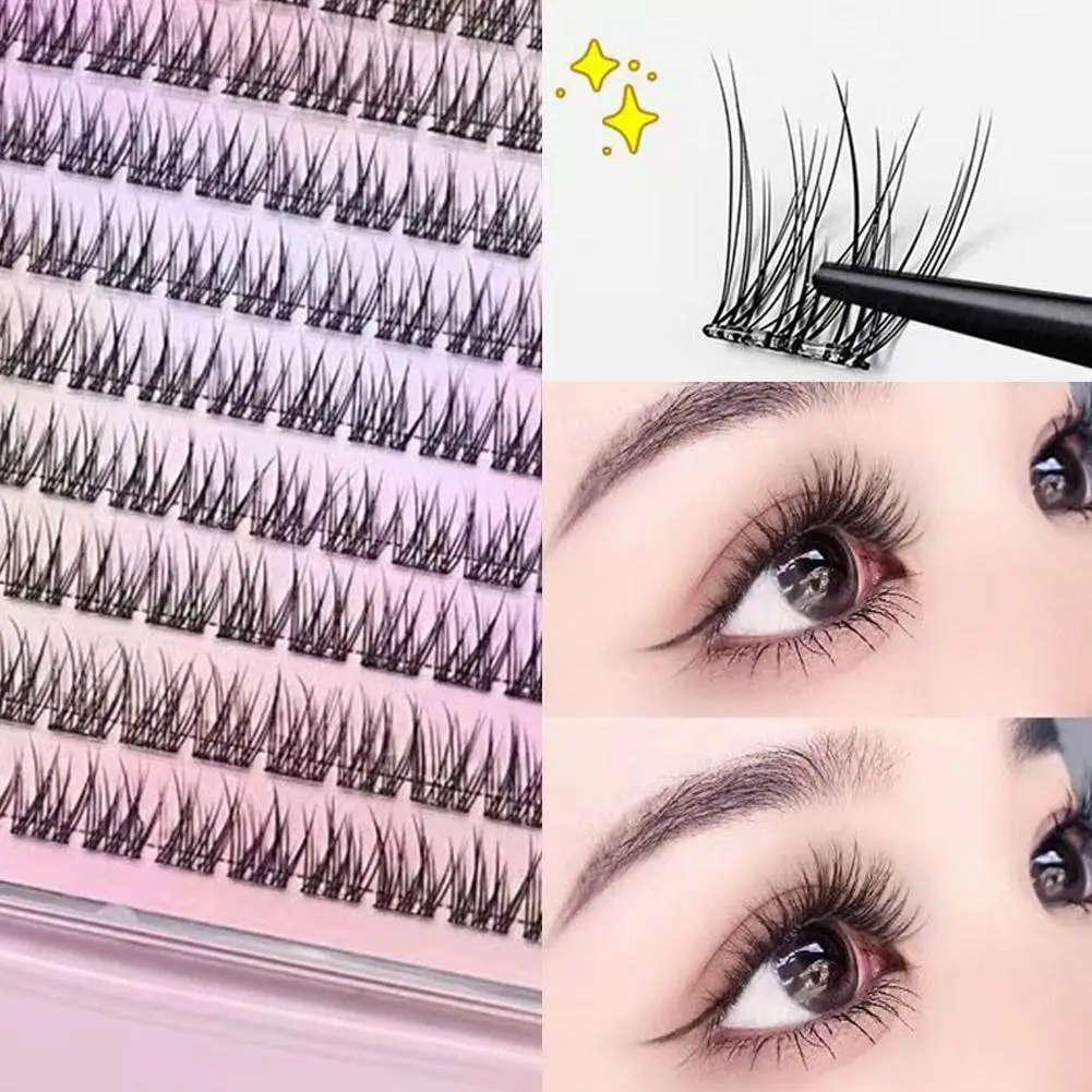 Pestañas postizas de cola de pez sin pegamento, pestañas DIY, grupos individuales naturales, perfectas para principiantes, herramienta de maquillaje