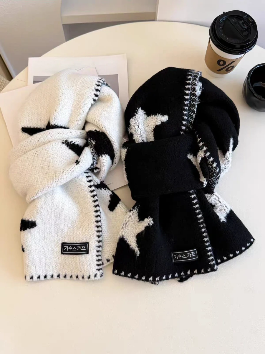 Korean Star Sweet Kawaii Thickened Warm High Quality Shawl For Girl Versatile Cute Preppy Style Scarf Winter Women's Scarves