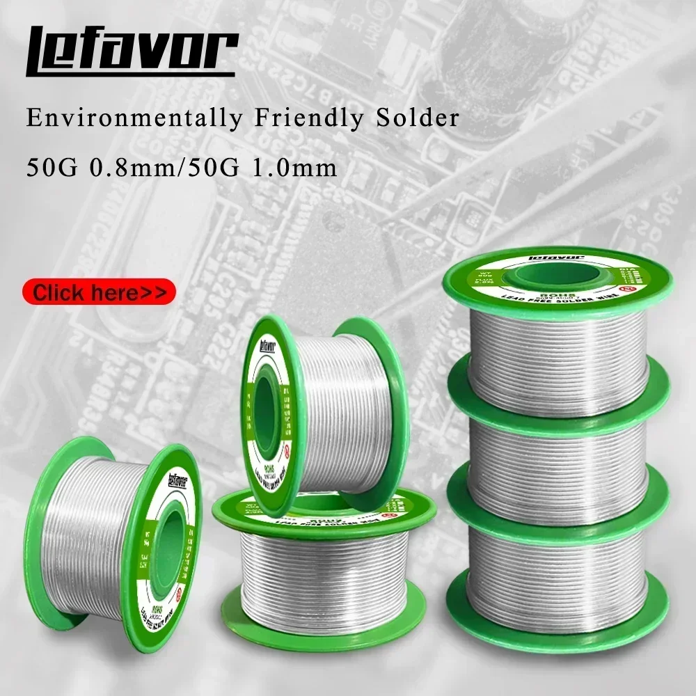 0.8mm/1.0mm 50g  Lead Free Solder Wire Wick Welding Tin Wire Environmental Protection Roll Soldering Tools Sn99.3Cu0.7