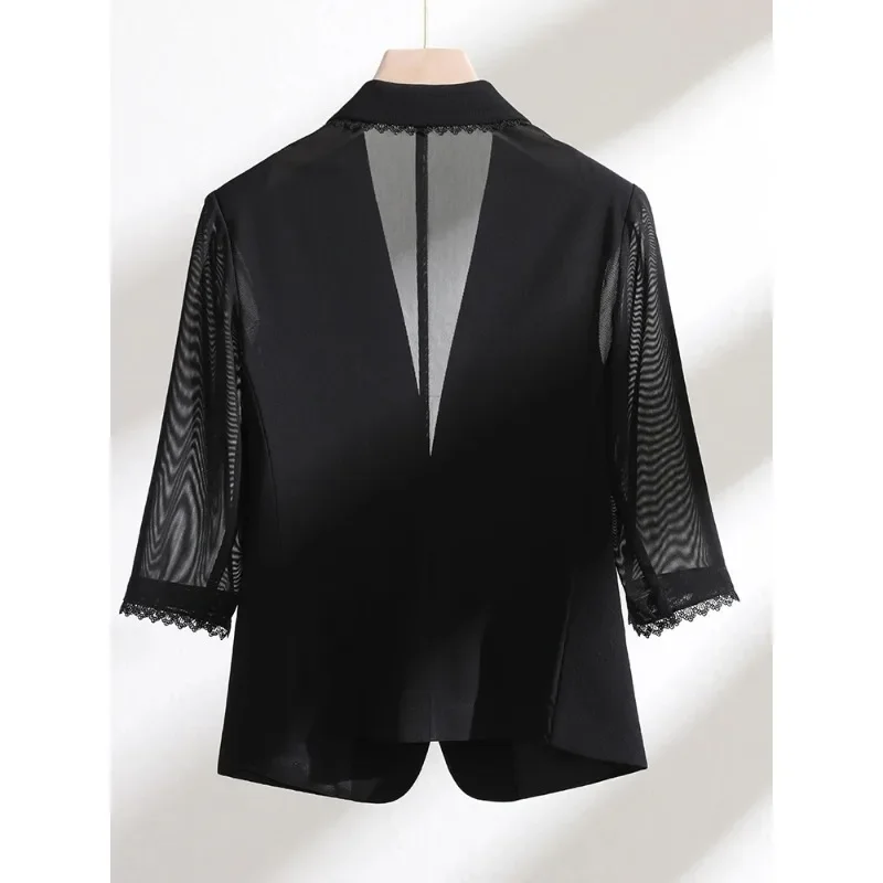 Summer Spring Women Blazer Ladies White Black Green Half Sleeve Female Business Work Wear Formal Jacket