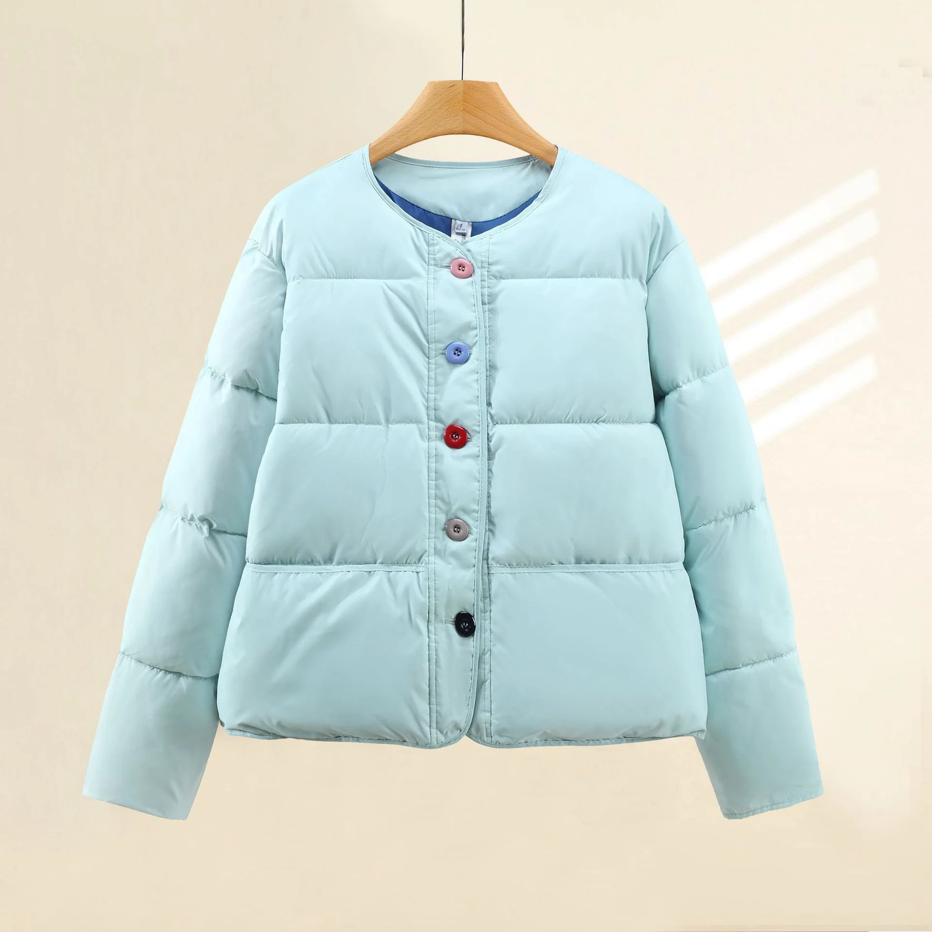 Korean Version Color Button Retro O-neck Cotton Jacket Women Winter 2025 New Thick Windproof Casual Coat Solid Long Sleeved Top