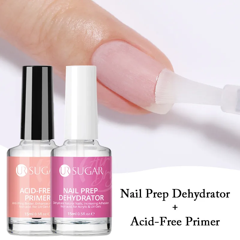 

UR SUGAR 15ml Nail Dehydrator and Primer Acid Free Natural Dry Nail Prep for Acrylic and UV Gel Nail Polish Superior Bonding Set