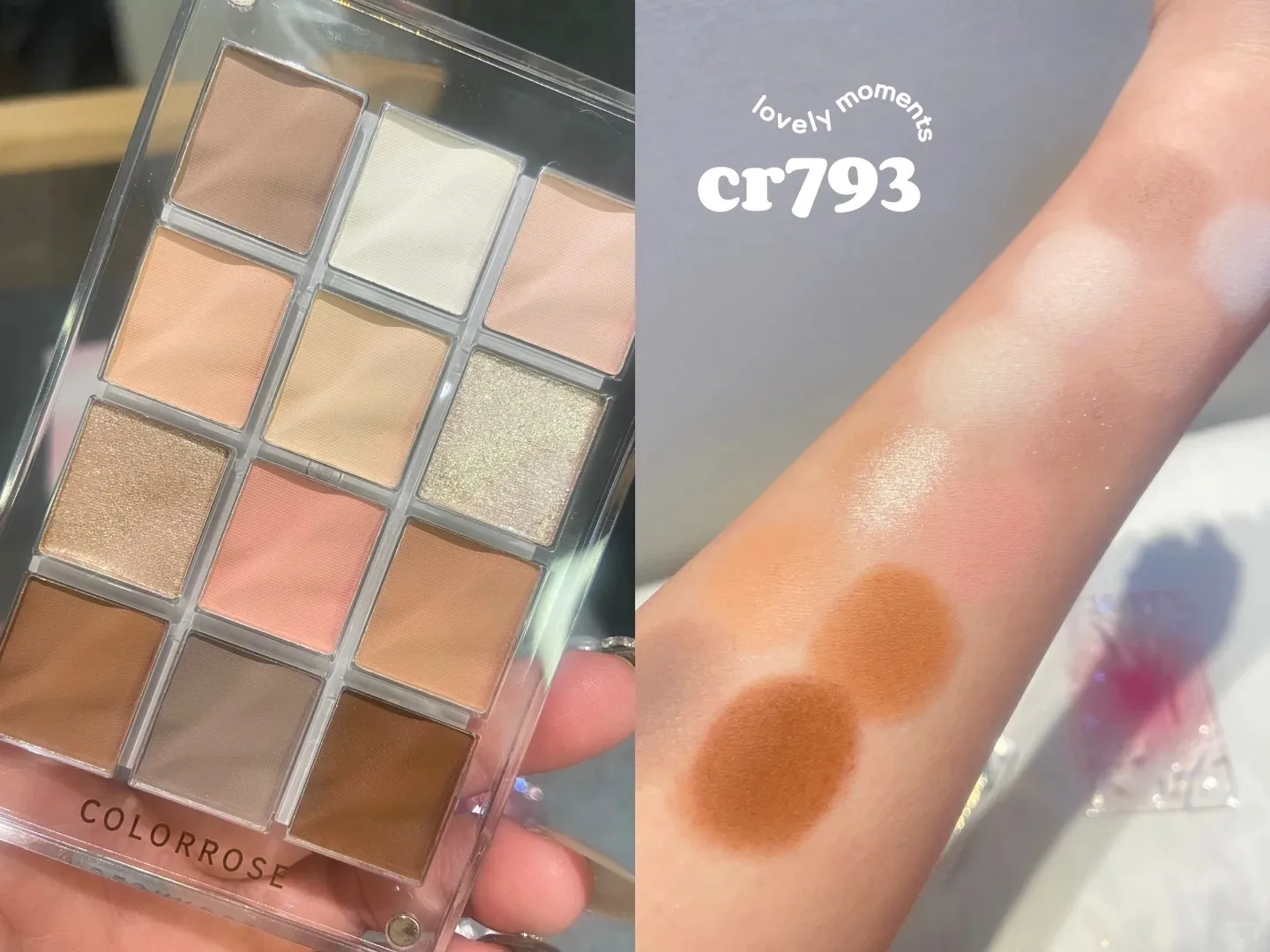 Colorrose Water Ripple 12Colors Eye Shadow Pallete New Blue Purple Dry Rose Sequins Matte Glitter Eyes Makeup