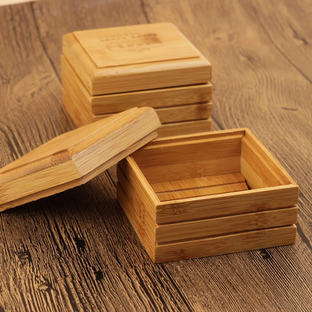 

2pcs Bamboo Box Hollow Design Drying Drainage Soap Tray Holder For Bathroom Kitchen Bathtub Soap Container Storage