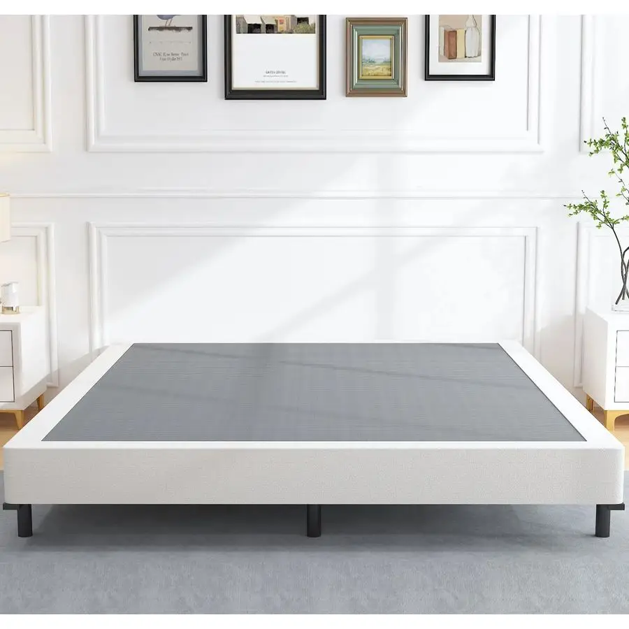

Inch Box Spring King Size Bed Base, Heavy Duty Metal Frame Mattress Foundation with Easy Clean Cover, Noise Free,Easy Assembly