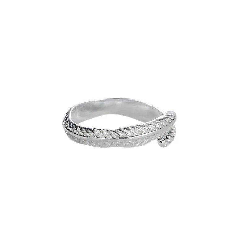 925 Silver Feather Ring Korean Version Fashionable Simple Unique Elegant Gift Quality Finger Ring for Women
