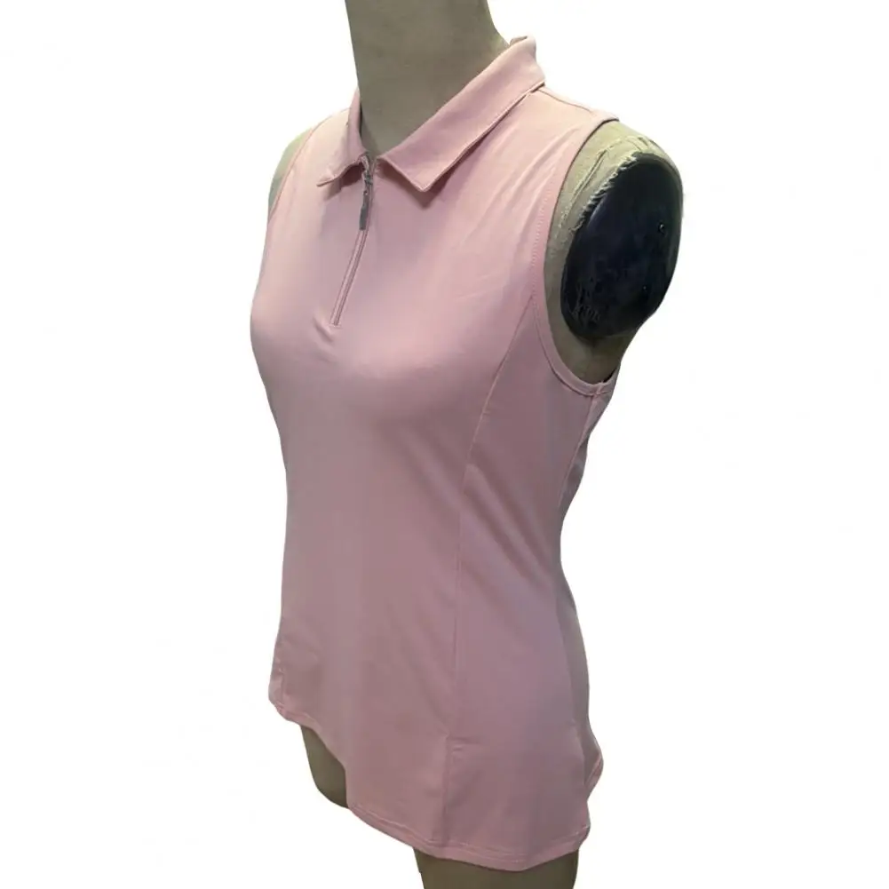 Ärmellose Bluse Damen ärmellose Golf weste mit Reiß verschluss ausschnitt Schnellt rockn endes sportliches Tanktop Racer back Sport für das Training