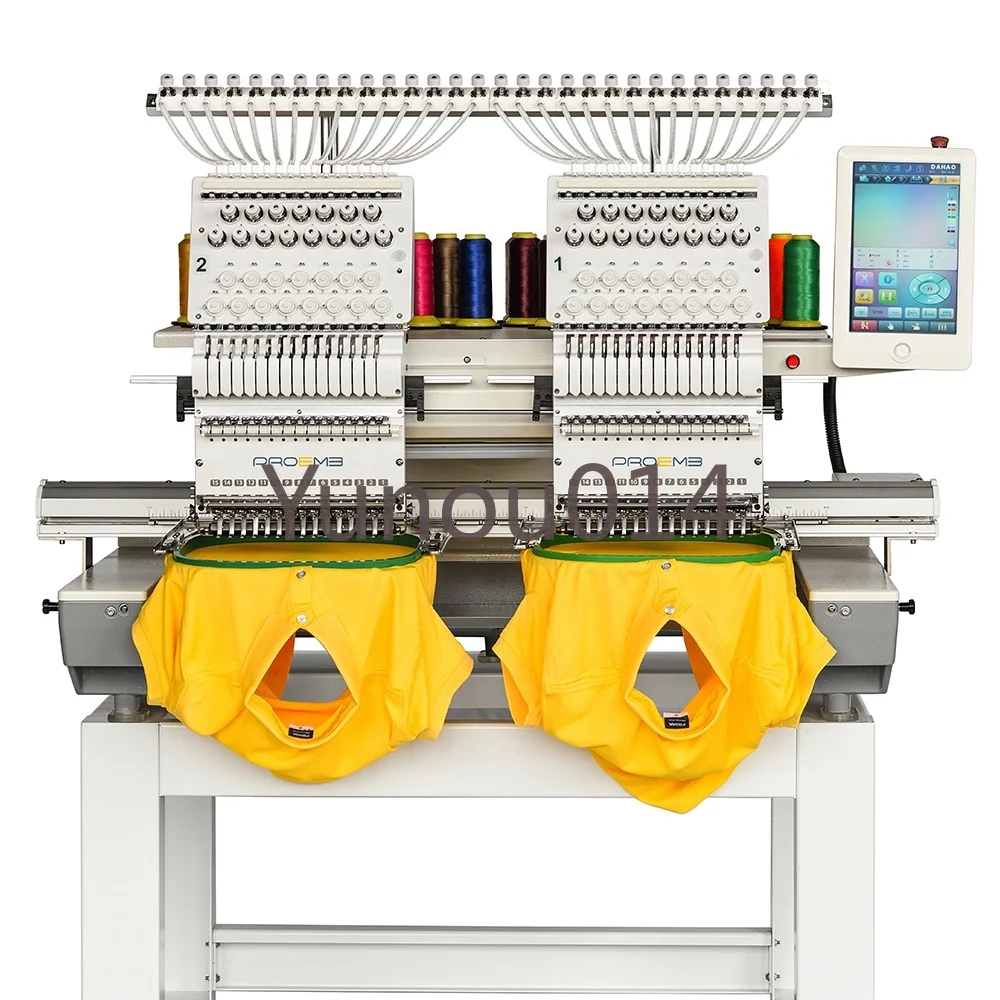 High Speed Computerized Embroidery Machine, 1200rpm, 12 Needles Sewing Cap, 2 Head, Professional