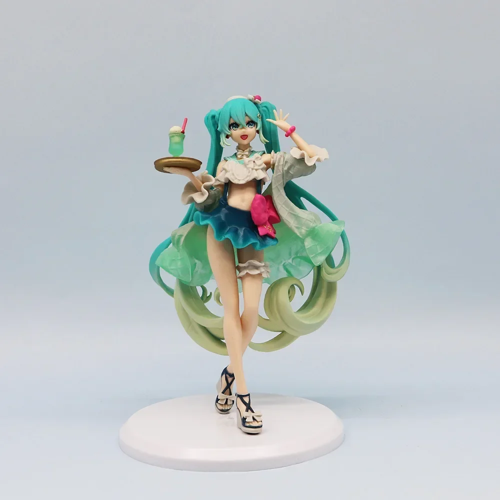 18cm Anime Hatsune Miku Figures Virtual Singer Cream Soda Miku Standing Dessert Series Pretty Girls Doll Model Toys Fans Gifts - view 6