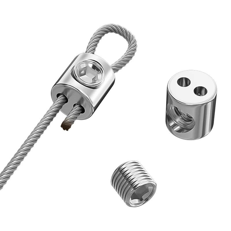 1.5mm cable clamp, stainless steel cable clamp, adjustable metal fixture, suitable for light string/picture hanging/rope fixing