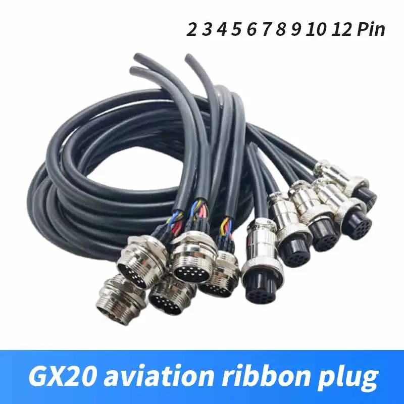 GX20 Aviation Plug Socket with Wire GX20 2 3 4 5 6 7 8 9 10 12 Pin Connector Cable 7-20A 250V Male and Female Connection Line