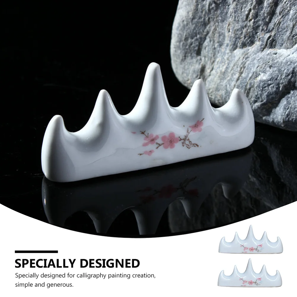 2Pcs Calligraphy Brush Pen Holder Multifunctional Ceramic Pen Rack for Ink Drawing Writing Art Tool Organizer Rest