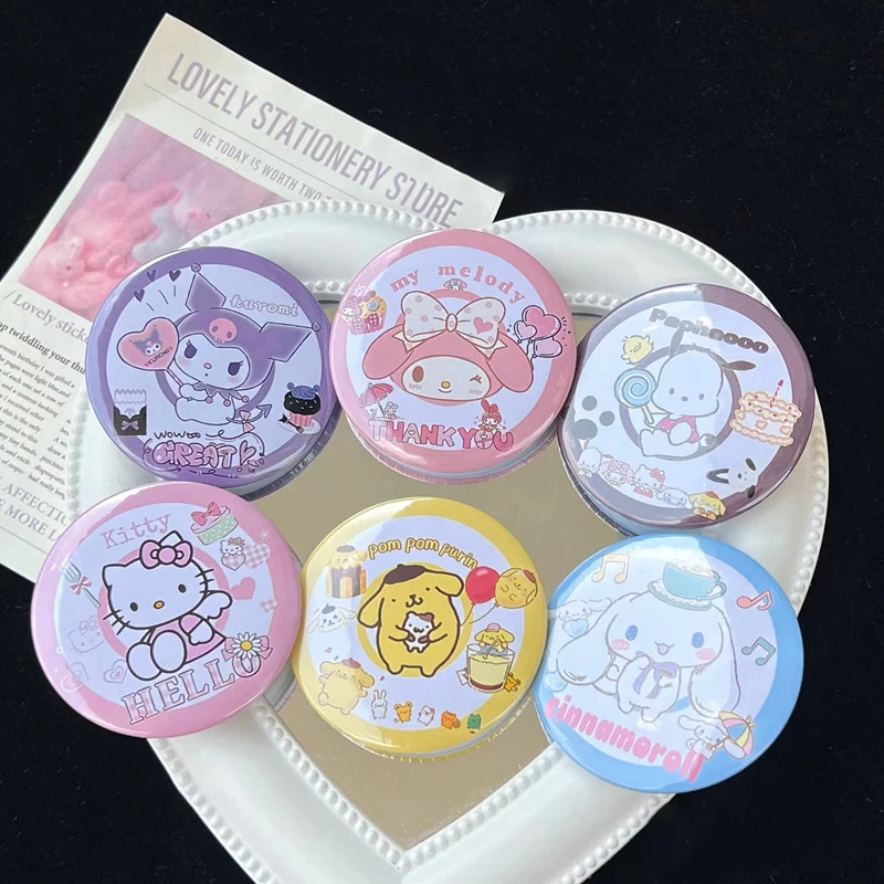 

Anime Figure Accessories Brooch Sanrio Figure Kuromi Melody Pin Cinnamoroll Kt Cat Kawali Doll Toys Badge Gifts for Children