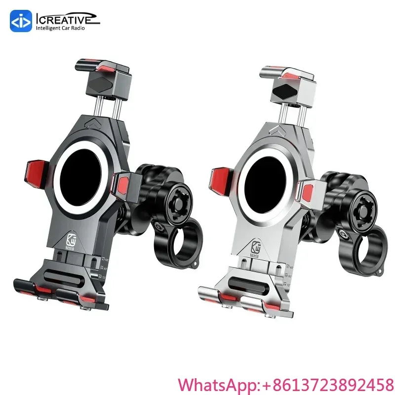 

Motorcycle Phone Mount with Vibration Dampener Anti-Shake Adjustable Aluminum Alloy Handlebar Holder for 4.7''-7.2'' Smartphones