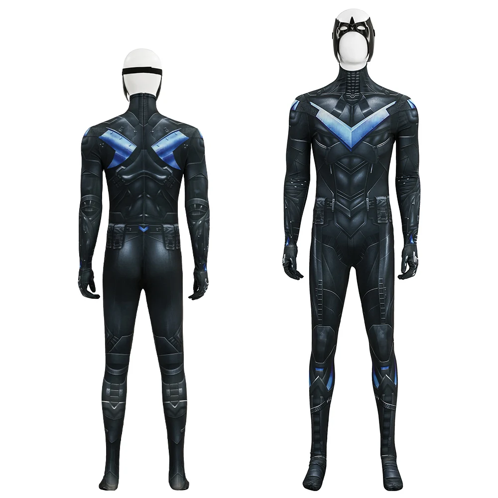 

Adult Male Full Body Cover Nightwing Zentai Jumpsuit Halloween Christmas Carnival Masquerade Cosplay Clothing