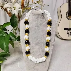 Handmade Hawaiian Kukui Nut Lei Necklace Sea Shell Beads Necklace Beach Wedding Holidays Jewelry Gift