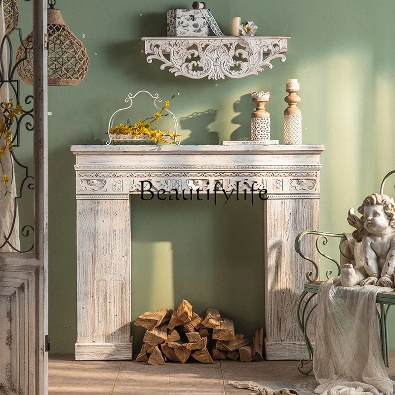 Q S Living Room Props Vintage Villa Shelf Curio Cabinet Hallway Fireplace Mantel Fake Carved