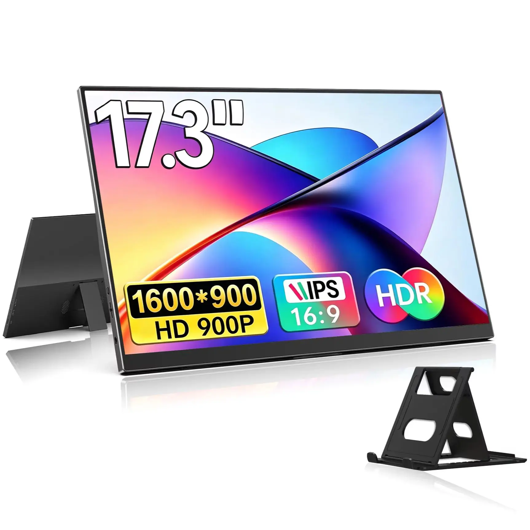 17.3 Inch 1600*900 HD Portable Monitor IPS 72%sRGB VESA Mountable External Display for Laptop PC TV PS4/5 Switch Game Consoles