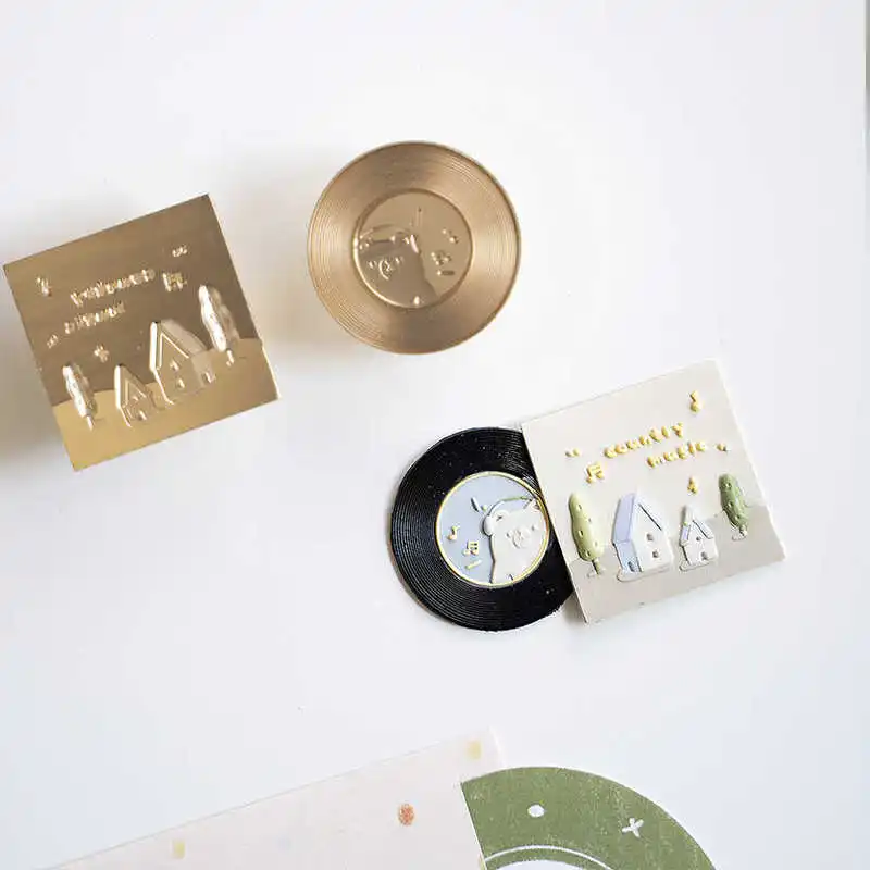 New 3D Brass Wax Seal Stamp Head Music Record Ellipse Embossed Seal Toy For DIY Scrapbook Envelope Invitation Wedding Gifts