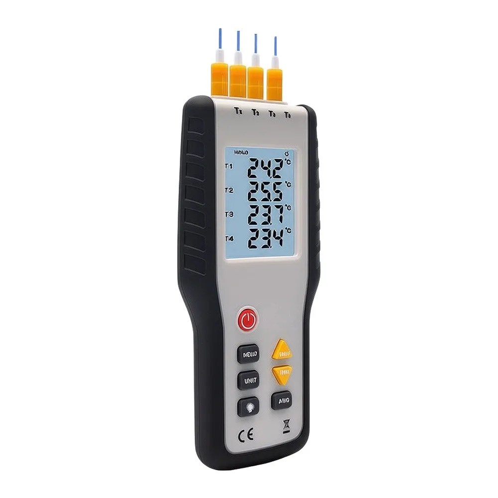 Industrial Grade 4 Channel Thermometer HT-9815 for Comparative Temperature Monitoring in Manufacturing and Calibration Tasks