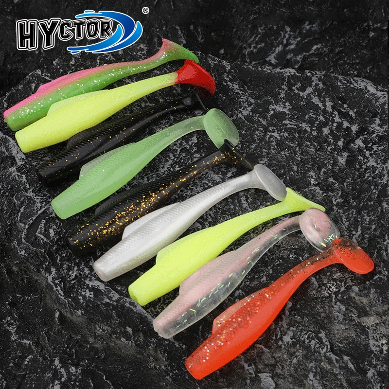 HYCTOR 4cm/6cm/8cm/10cm/12cm TPR Soft Worm Bait Lures Paddle Tail Trout Bass Pike Artificial Soft Fishing Silicone Lure