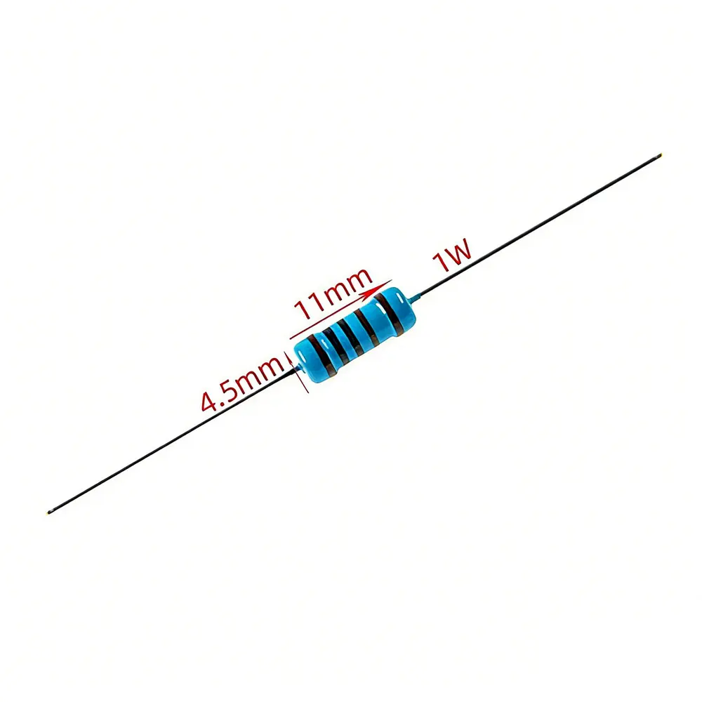 20pcs 1W Metal Film Resistor color Ring Power Resistor 0.1~1M 0.12R 2 3.3 4.7 10R 47 100 220 360 470 1K 2.2 22K 33 4.7K 100KOhm