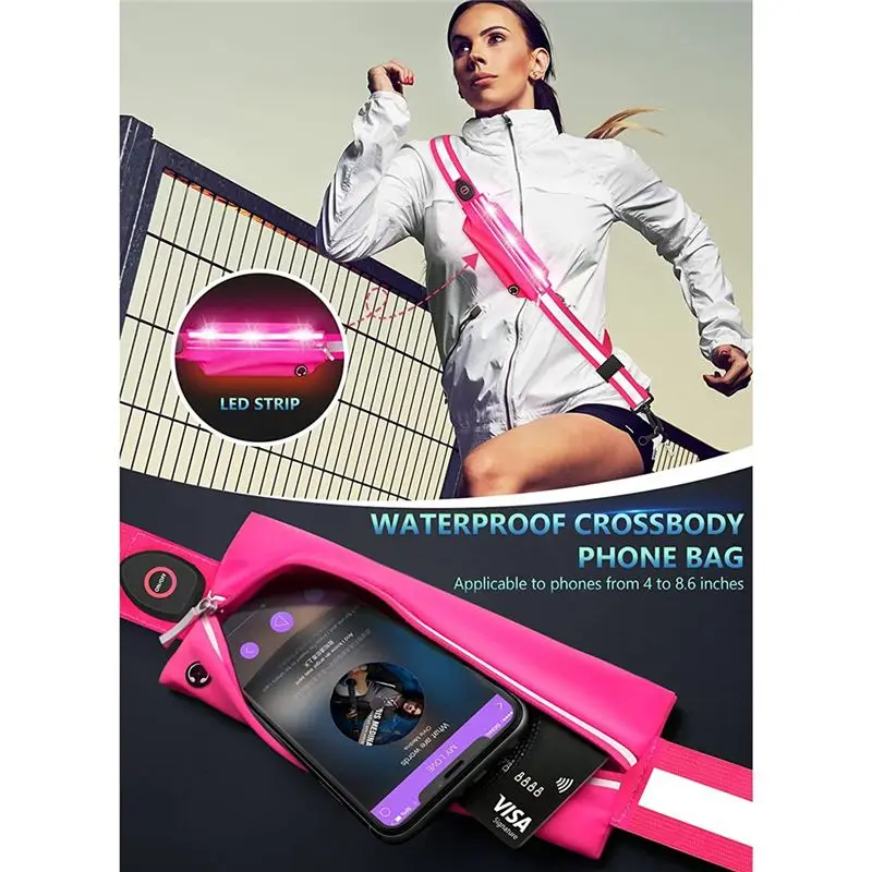 ABRT-LED Reflective Belt Sash For Walking At Night,Rechargeable LED Light Up Running Belt For Runners Walkers