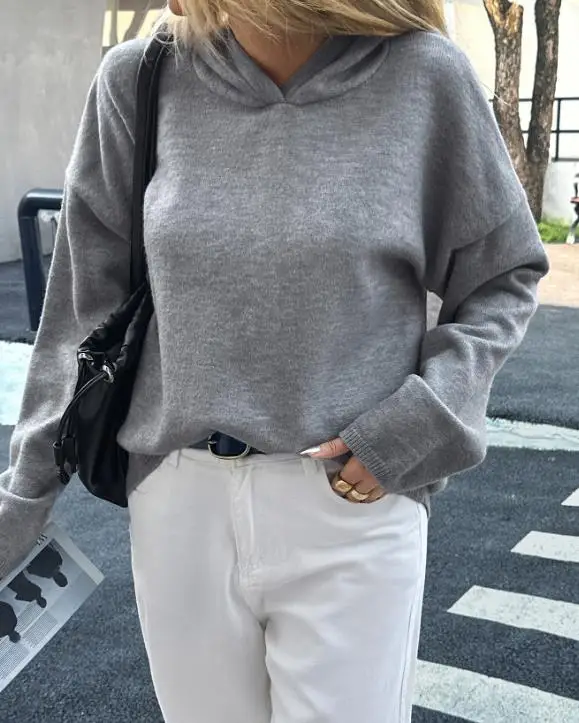 

Woman Knitted Top Vacation Solid Long Sleeve Sweatshirt Jacket for Women's Clothing In Autumn & Winter 2025 Female Pullovers