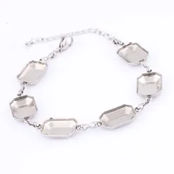2pcs Stainless Steel Bracelet Base Setting Blanks For 10x14mm Pointback Rectangle Stones Diy Jewelry Making Accessories
