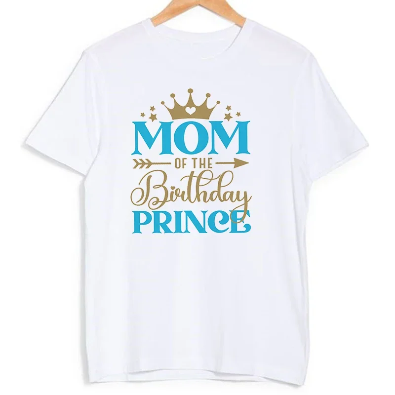 Birthday Prince Family Matching Clothes Mother Father Kids T Shirts Tops Baby Bodysuit Boys Birthday Party Look Outfits T-shirts