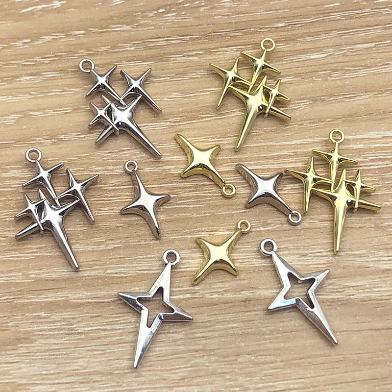 10Pcs Metal Stars Charms Meteor Crosses Star Alloy Pendant for Jewelry Making Diy Earring Necklace Supplies Accessories