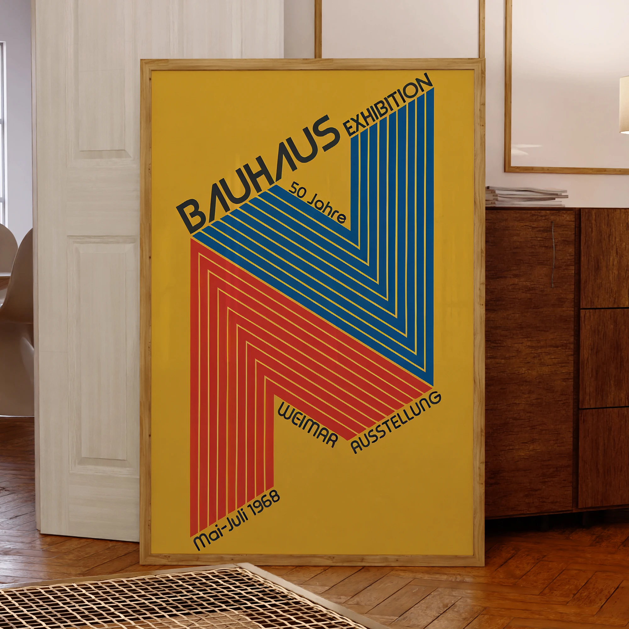 Retro Bauhaus 50-Jahres-Ausstellung, Wandkunst, Drucke, Leinwandgemälde, Poster, Bild für Wohnzimmer, wasserdichte Heimdekoration