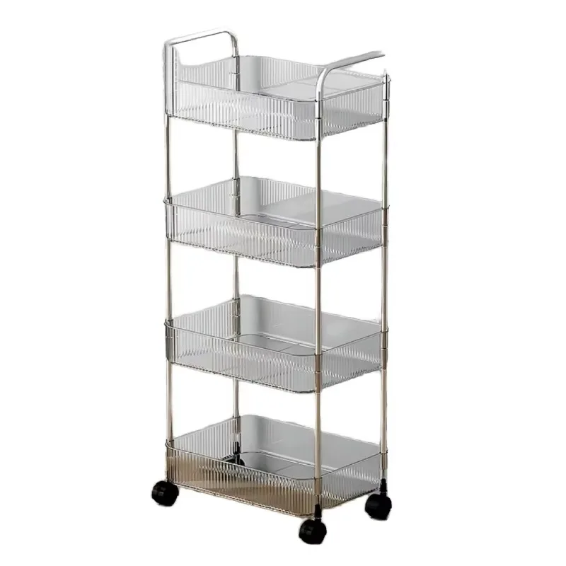 Factory direct sales 3 liters transparent acrylic trolley bar cart custom stainless steel wheels suitable for living roo